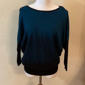 Teal and Black Women's Sweater size L